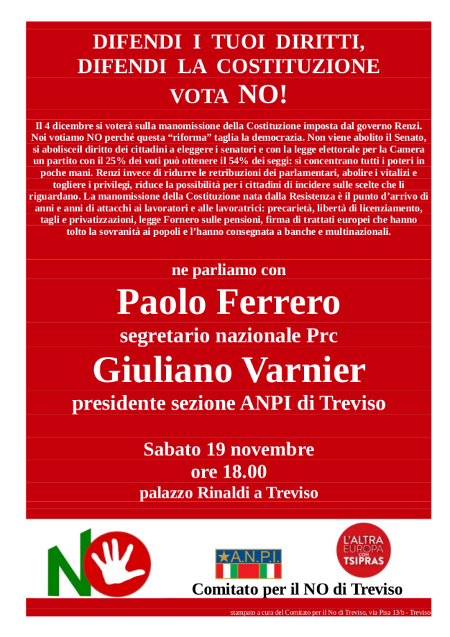 Locandina 19 novembre Treviso