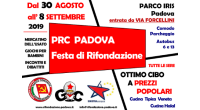 Padova – Festa di Rifondazione 2019. Dal 30 Agosto all’8 Settembre al Parco Iris (entrata da Via Forcellini). Una festa politica, piena di dibattiti, musica e buon cibo. DIBATTITI – […]