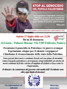 Stop al genocidio del popolo palestinese